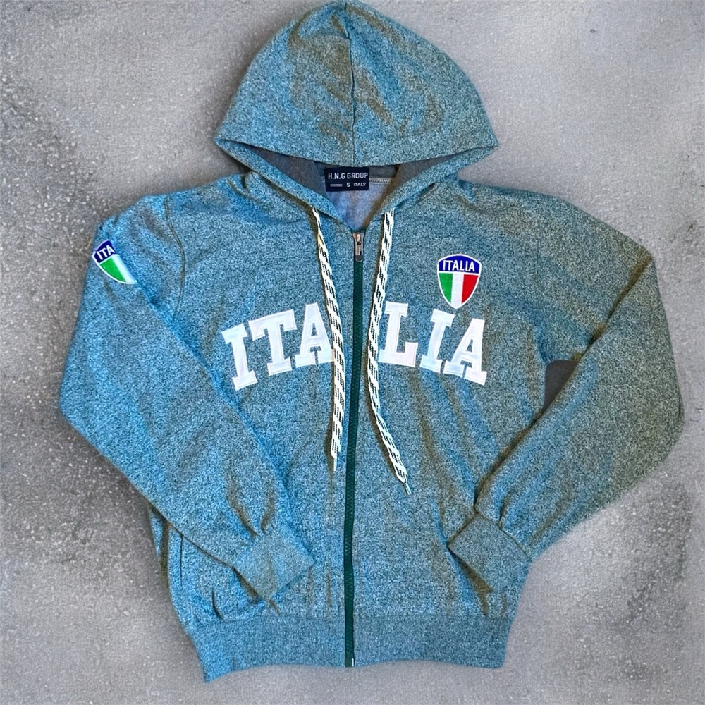 Italia Green Zip Up Hoodie
